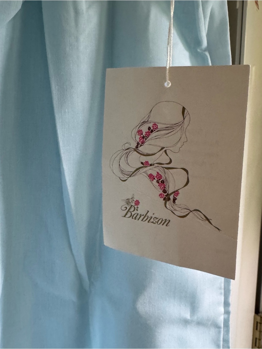 NWT Vintage Barbizon Nightgown Blue Lace Eyelet Bodice Cottagecore Prairie 80s - Picture 3 of 10
